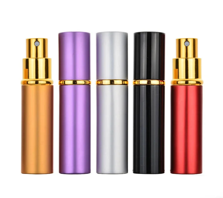 10ml Portable Colorful Glass Perfume Spray Flat Electrochemical Aluminum Lid Bottle Empty Make up Water Spray