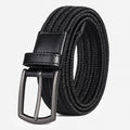 Factory Wholesale Custom Polyester Material Alloy Pin Buckle Black Dark Blue Braided Woven Elastic Belt