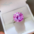 Silver 925 Original 10 Carat Round Brilliant Cut Diamond Test Past Pink Moissanite Romantic Wedding Ring Real Gemstone Jewelry