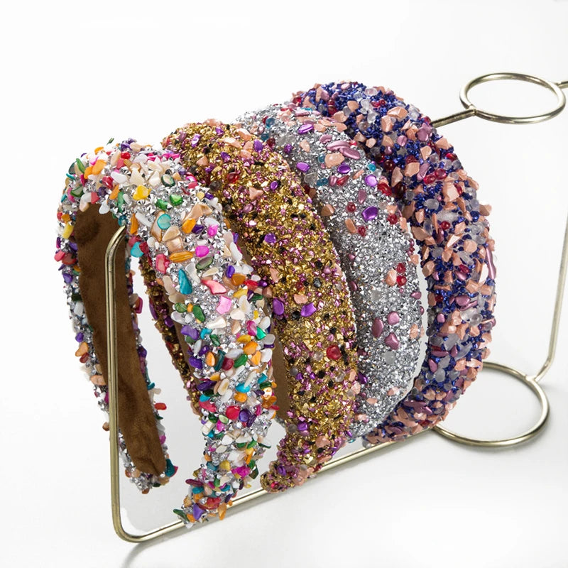 ODM American Colorful Rhinestone Hair Ribbons Baroque Diamond Hairband Sparkling Vinchas Luxury Durable Hair Bands for Women