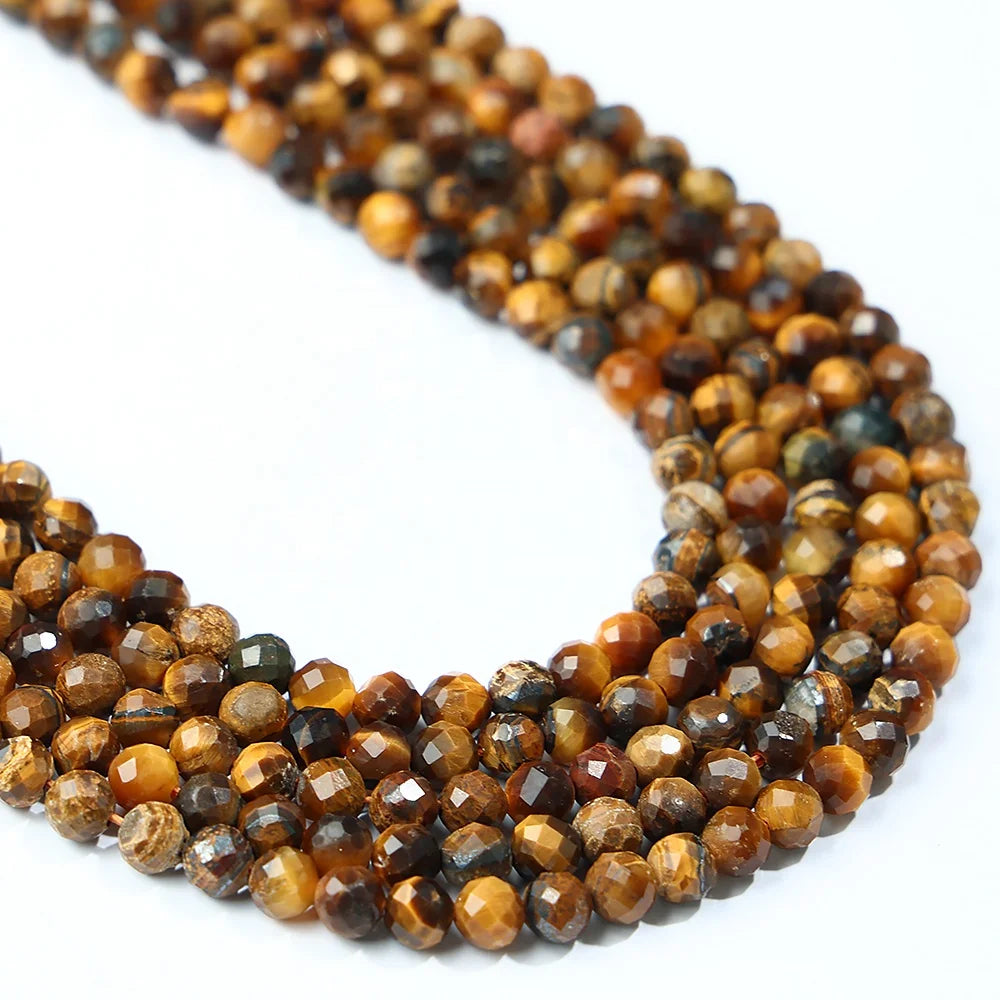 Wholesale A+ Natural Yellow Tiger Eye Faceted Beads 2/3/4mm Loose Gemstone Crystal and Stone Beads for Jewelry Making DIY
