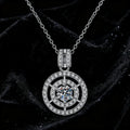 High End S925 Sterling Silver Double Ring VVSD Color 0.5CT Moissanite Round Pendant Necklace for Women
