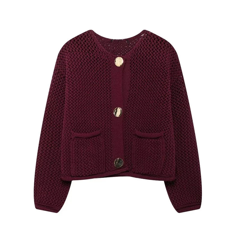 2025 Custom European and American Women's Casual Spring Single-Breasted Short Thick Knit Sweater Jacket Top New Coat Designustom