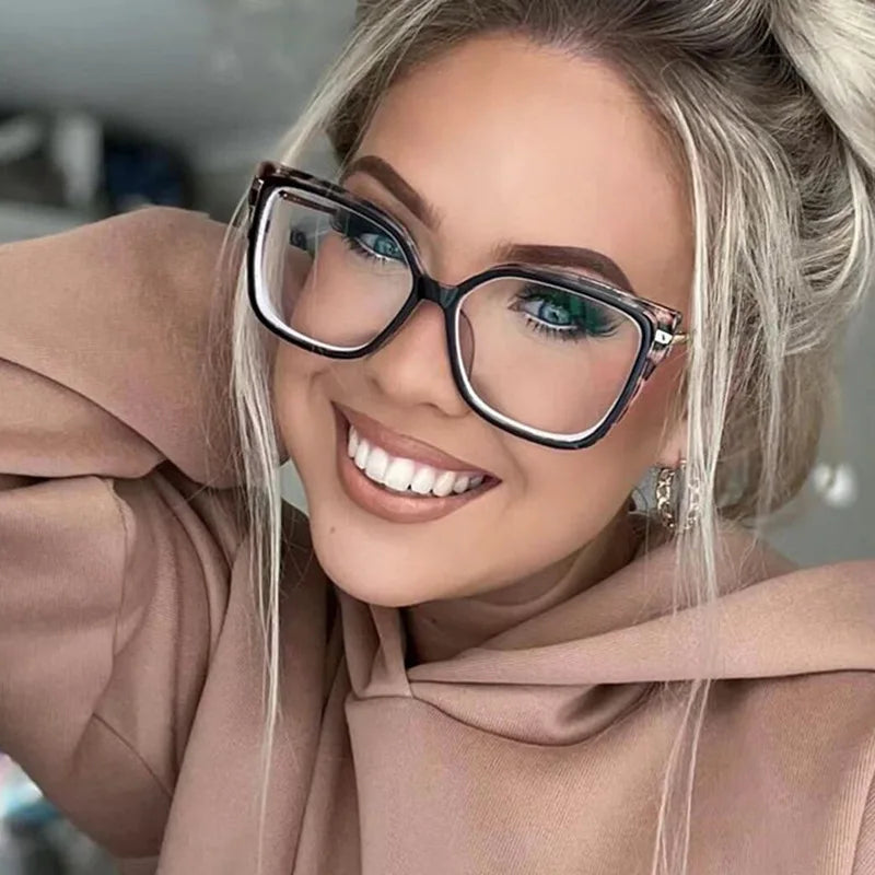 2026 Ready to Ship TR90 Computer Glasses Hawksbill Coffee Fashion Cheap Anti Blue Light Glasses for Women