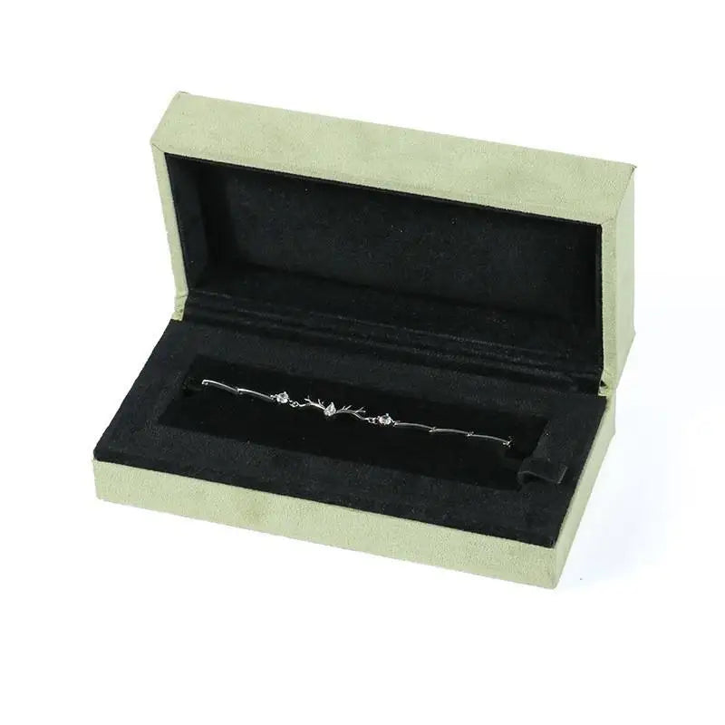 Custom Luxury Green Velvet Suede Ring Bracelet Display Gift Box Premium Custom Packaging for Rings Bracelets Earrings