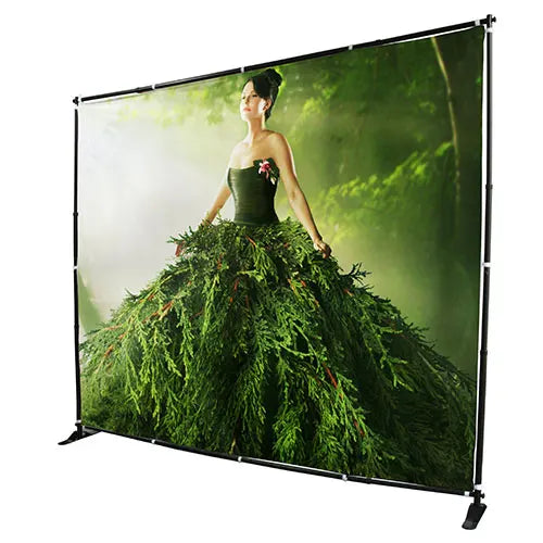 ADMAX TE-15LF Aluminum Step Repeat Display Backdrop Banner Stand 10' X 8' Adjustable Telescopic for Trade Show & Photo Booth