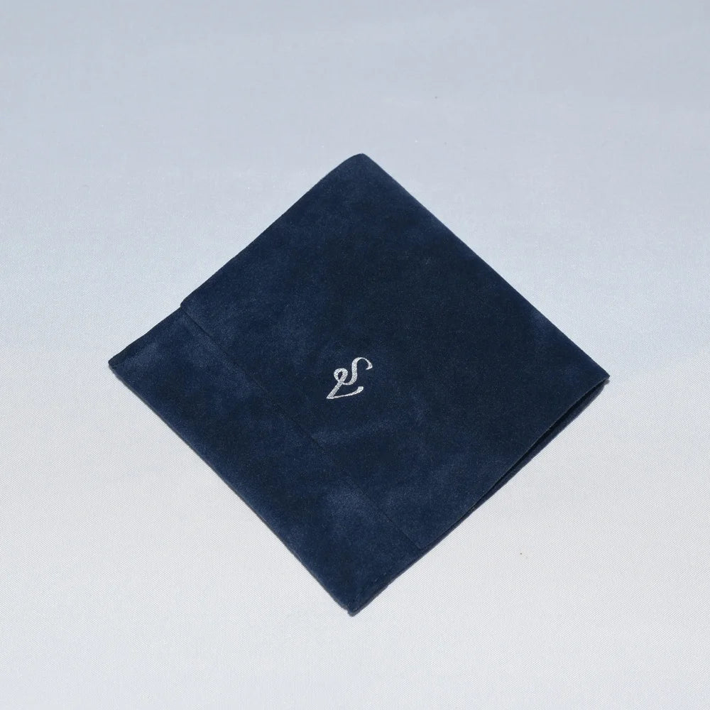CSMD Chinese Manufacturer Customize Private Brand Velvet Envelope Flap Suede Navy Blue Necklace Dust Bag for Jewelry Accessories