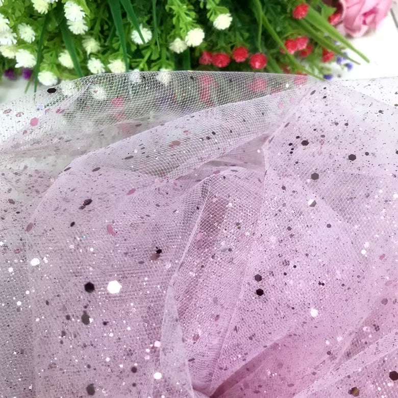 New Design Gold Stamping Glittering Factory Shinny Tulle Powder Mesh Design for Wedding Dresses