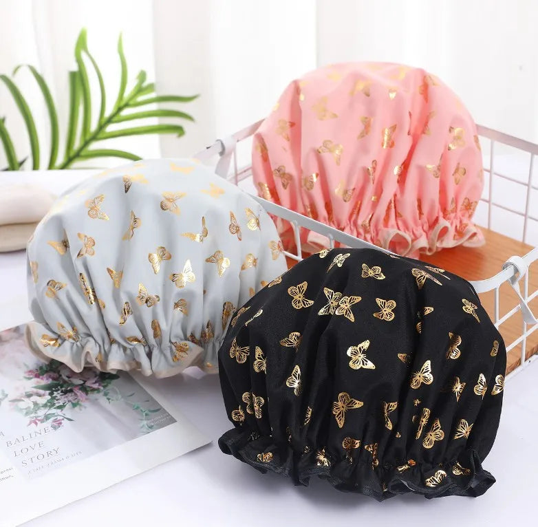 Women Shower Cover Hat Double Layer Supplies Waterproof Thick Bathroom Accessories Cap Hair