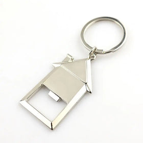 Custom logo New House Shape KeyChain Beer Bottle Opener Laser Engraving Blank Metal Keychain Key Rings Realtor Closing Gifts