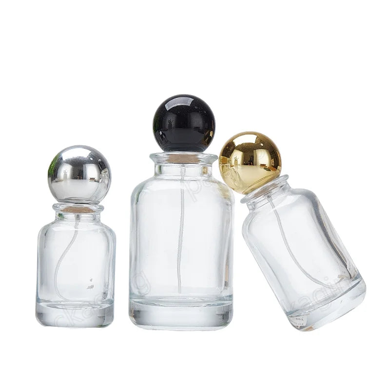 Curved Top Luxury Glass Perfume Spray Bottle 30ml/50ml/100ml Cylindrical Screen Printed Customizable Empty Bottle Packaging Box