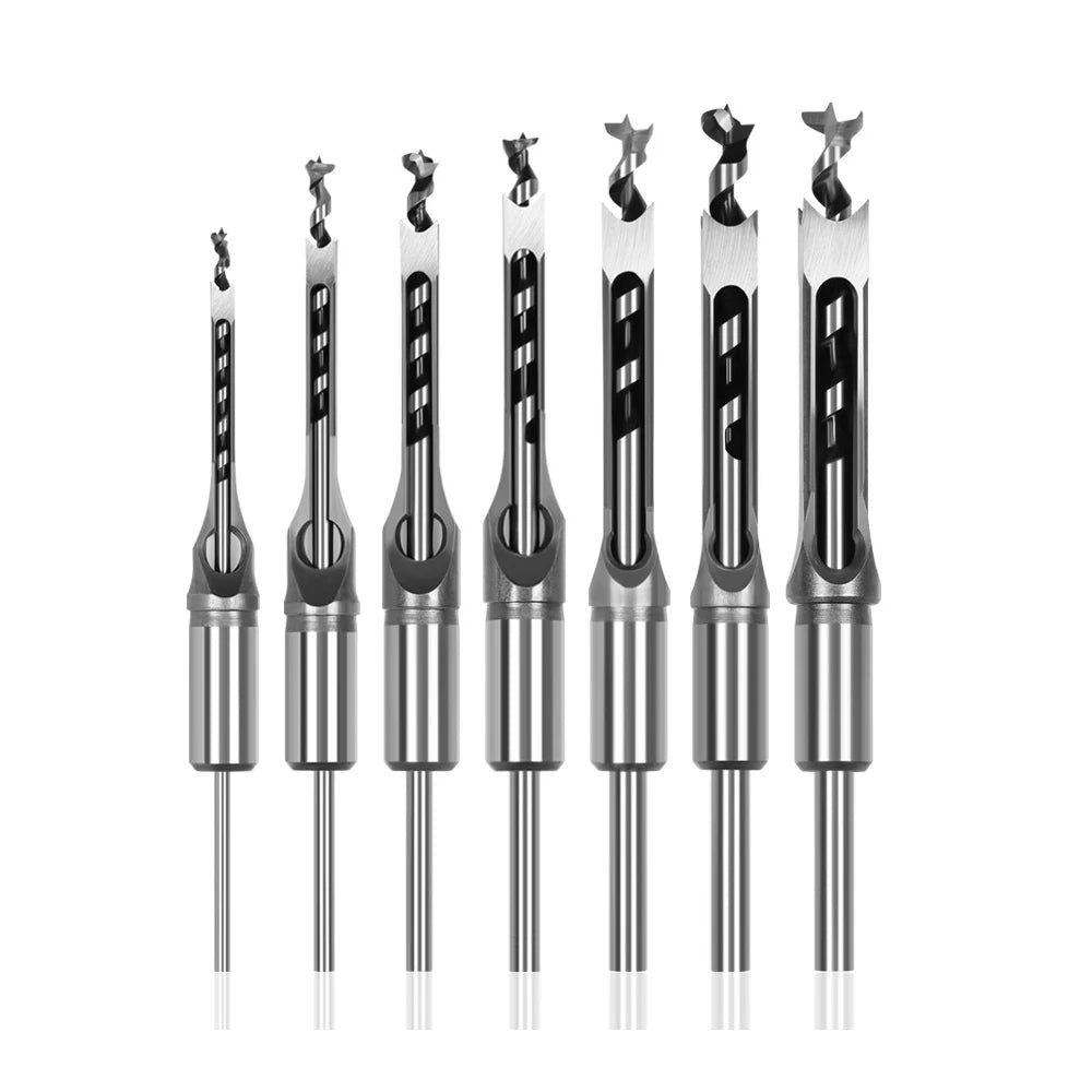 HSS Square Hole Countersunk Twisted Drill Bits Mortising Chisel with Round Shank
