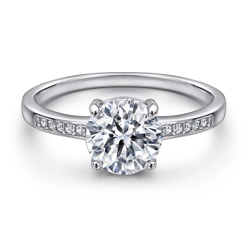 Halo Ring Round Brilliant 925 Sterling Silver Ring Set for Women