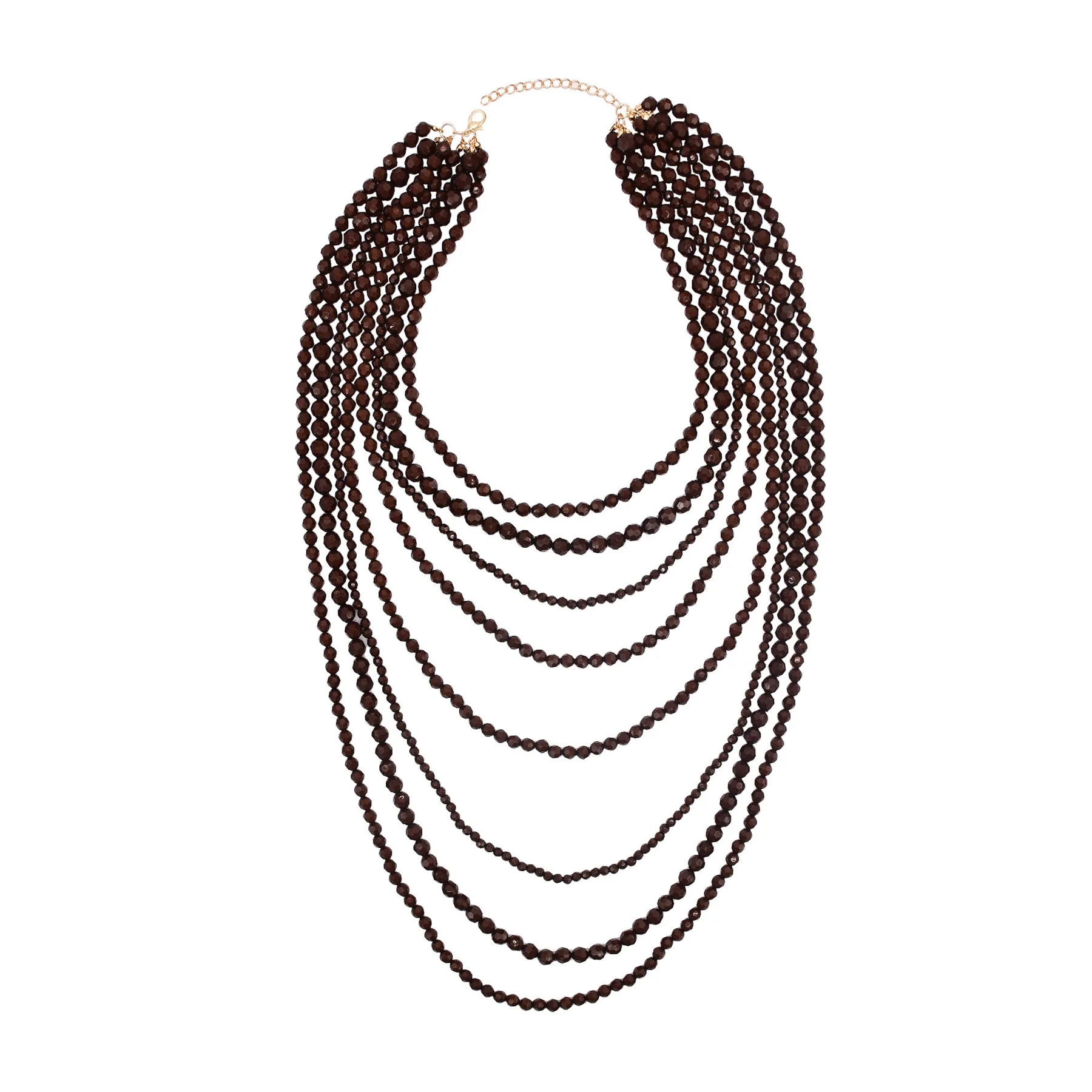Coffee Beads Stacked Collarbone Chain Necklace Statement Creative Multi-layer Crushed Stone Necklace