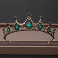 Tiara Crown Baroque Alloy Bridal Crystal Rhinestone Engagement Retro Antique Copper Plated Wedding 20cm Happy Birthday