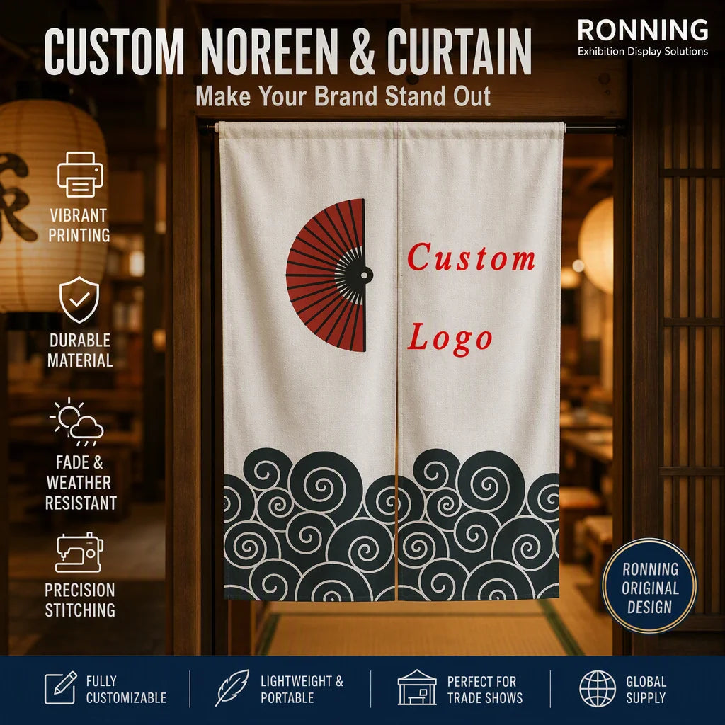 Full Color Sublimation Canvas Linen Personalized Text Photo Cuisine Sushi Restaurant Custom Entrance Doorway Japanese Curtain MegaBDM