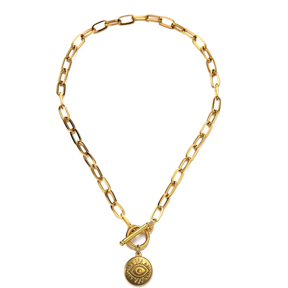 Fatingna Handmade Unisex Gold Eye Charm Bracelet Trendy Religious Beaded Design Fashion for Men Women Wholesale Stainless Steel