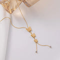 Non Tarnish 18K Gold Plated Stainless Steel Butterfly Pendant Necklace Cubic Zircon Butterfly Necklace