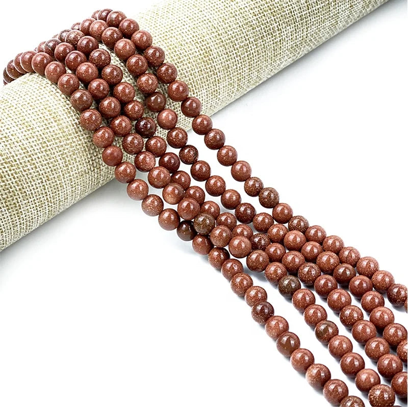 6mm 8mm 10mm Golden Sand Stone Fashion Round Crystals Gemstones Semi-precious Natural Stone and Crystal Craft Loose Bead