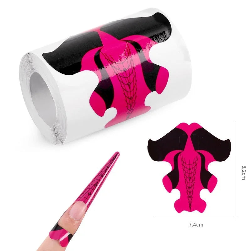 500pcs Nail Art Extension Form Plastic Paper Acrylic Tips UV Gel Building Self-Adhesive Goldfish Sticker Manicure Accessories