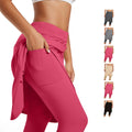 Youyi Women's High Waist Athletic Running Skirts Knee-Length Skorts Capri Legging Pocket Golf Tennis Workouts Outdoor Activities