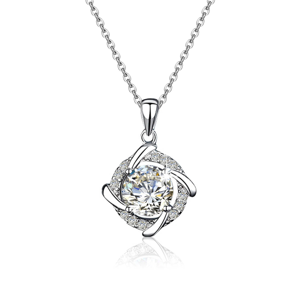 Chain Pendant Gift Wholesale 2ct Moissanite Diamond Necklace Gold Premium Sterling Silver Joyas De Plata 925 Women's Party Round