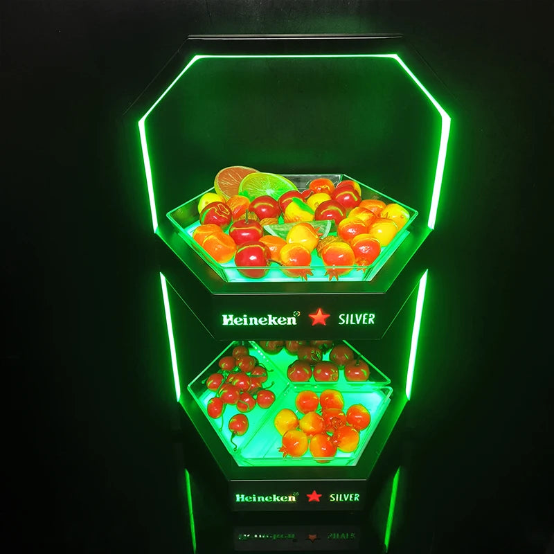 Glowing Fruit Vegetable Serving Tray Bar Fruit Tray Luminous Fruit Plate LED KTV Bar Grid Snack Service Tray for bar Nightclub