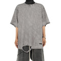 Summer Cotton T Shirt Short Sleeve Retro Vintage Garment Dyed Cross Over-sized Men Distressed T Shirts