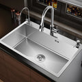 Tiktok Trends Stainless Steel All in One Kitchen Sink With Pull Down Faucet Waterfall Kitchen Faucet With Kitchen Drain