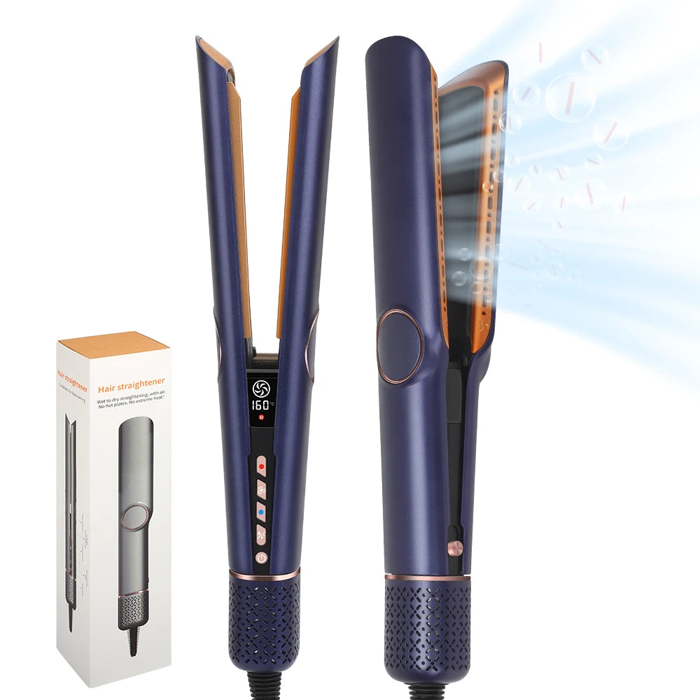 Custom Logo Electric Negative Ion Flat Air Hair Straightener Blow Dryer RV Application LED Custom Power Cord Steam Feature