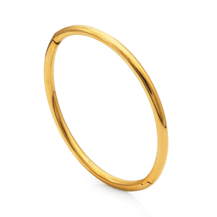 Chris April 316L Stainless Steel PVD Gold Plated  Glossy Finish Cuff Bracelet Female Opening Adjustable