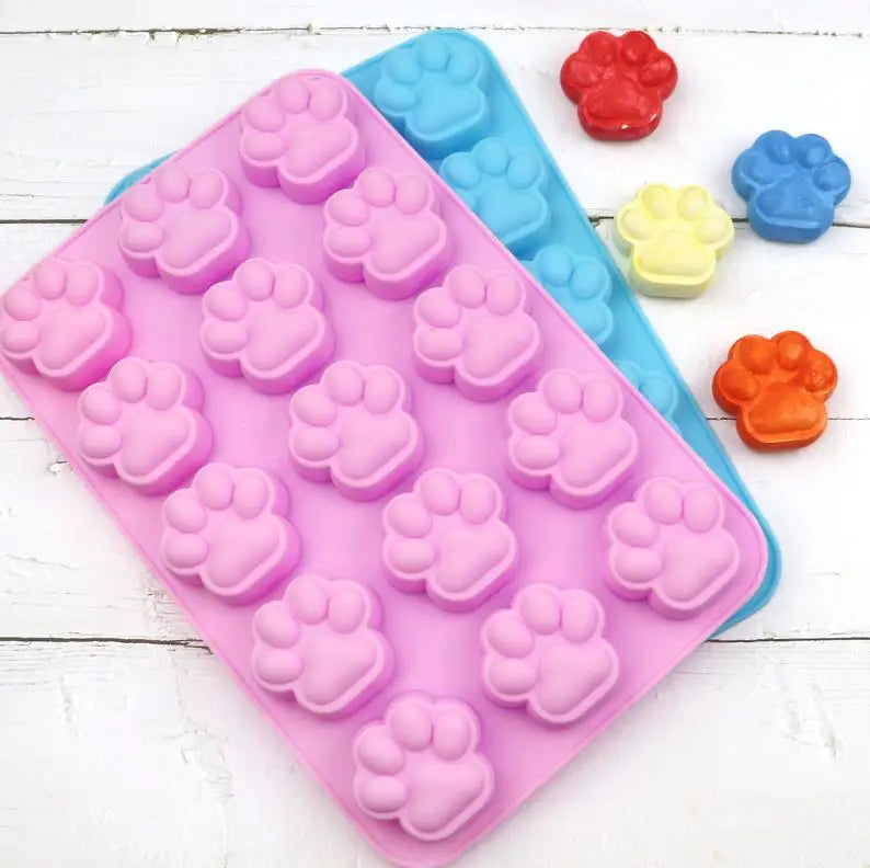 Cat Claw Shaped 15-Hole Silicone Mold for Cake DIY Handmade Candle Soap Ice Block Molds Kitchen Baking Tools Packaged OPP Bag
