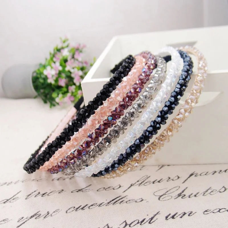 Headband Shinny Crystal Hairbband Rhinestone Hairbands Antiskid Thin Double Row Fashion Women 1 Pc/opp Bag Welcom OEM CN;ZHE