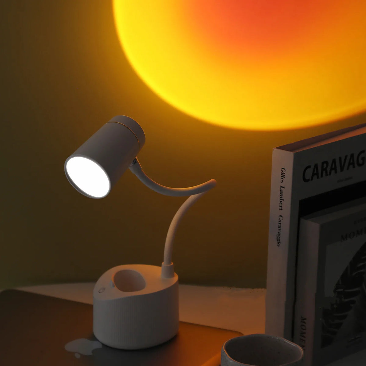 2000mAh Battery Rechargeable Sunset Atmosphere Light Portable Home Office Table Light Led Multi-function Touch Desk Lamp