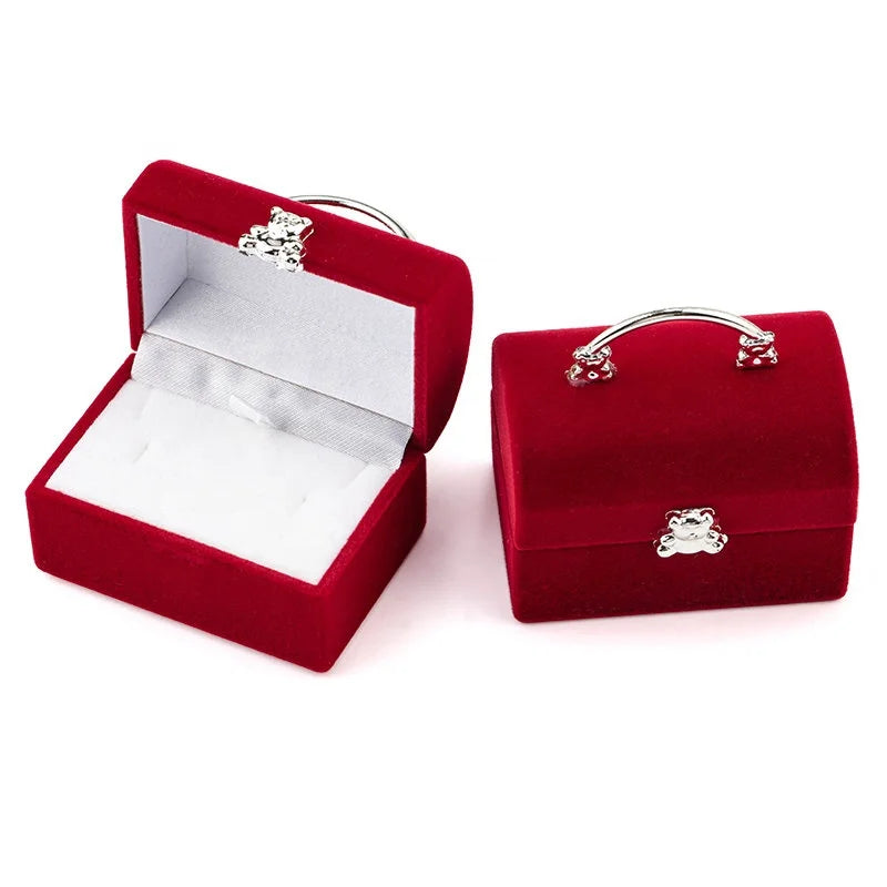 Wholesale Jewelry Packaging Velvet Bags Promotional Suitcase Style Ring Box Ring Box Stud Necklace Display Box