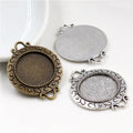 18mm Inner Size Antique Bronze Silver Plated S Texture Connection Style Cabochon Base Cameo Setting Charms Pendant
