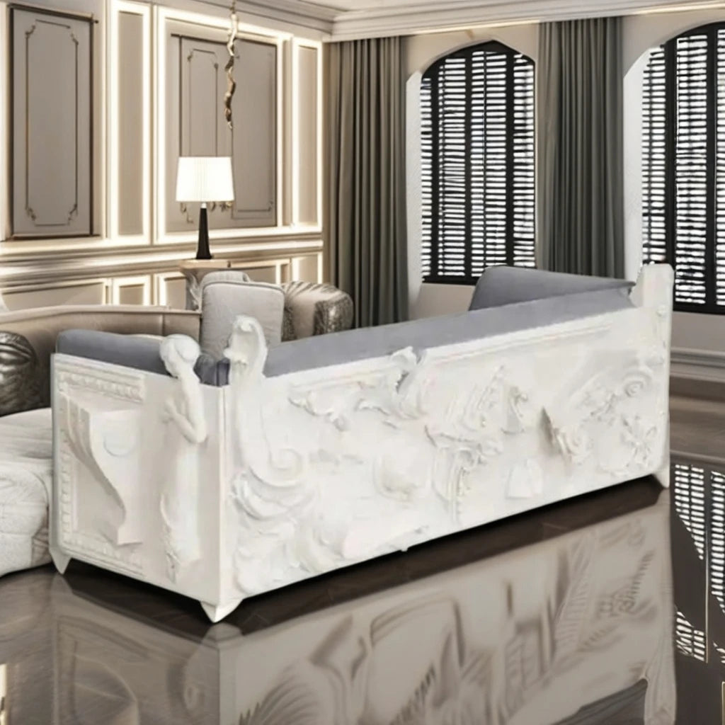High-End Exclusive Convertible Modern Italian Luxury Sofa Set Carved Wood Velvet Genuine Leather Modular Sectional Stainless