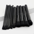 HMU Dropshipping Services Low Moq 10pcs Classic Private Label Wooden Handle Black Makeup Brush Set Private Label
