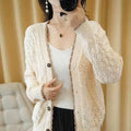 One Size Autumn and Winter New Blended Knitted Cardigan Women's Coat Long Sleeve Sweater Loose Large Cardigan Top