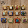 Newest Style Crystal Rings Healing Natural Gemstone Beads Square Shape Gold Ring Trendy Jewelry Gift to Lady