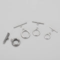 Antique Silver Toggle Clasp Shiny 925 Sterling Silver Round OT Clasp Ring T Bar Fasteners Lock
