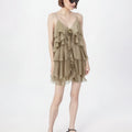 Women's Wholesale Factory Custom Summer Women's Multi-color Printed Chiffon Hanging Lead Sleeveless Mini Casual Skirt Design