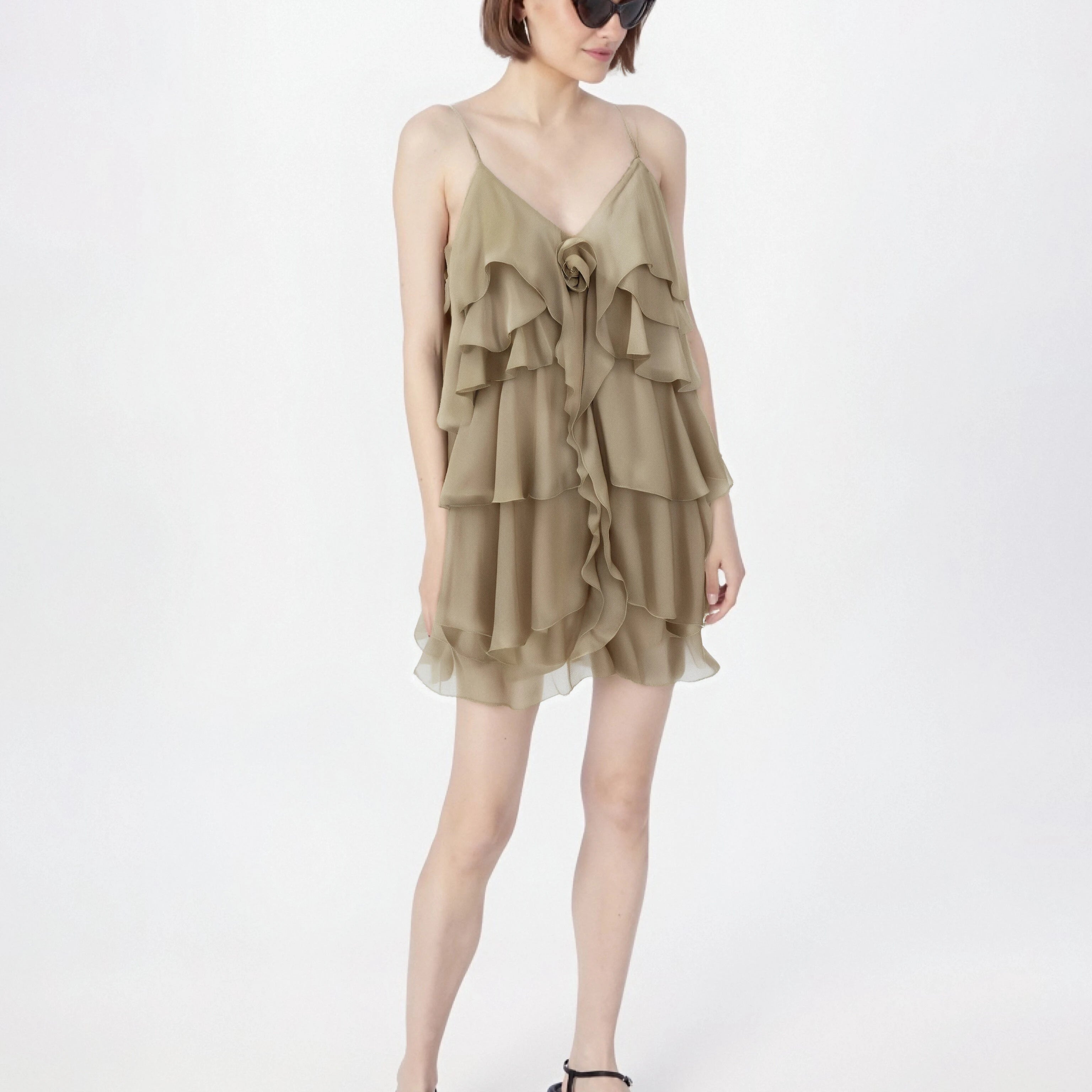 Women's Wholesale Factory Custom Summer Women's Multi-color Printed Chiffon Hanging Lead Sleeveless Mini Casual Skirt Design