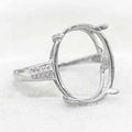 Sterling Silver 13*18mm Semi Mount Ring Empty Frame Blank Support Claws Setting S925 Base Holder Without Center Stone for Inlay