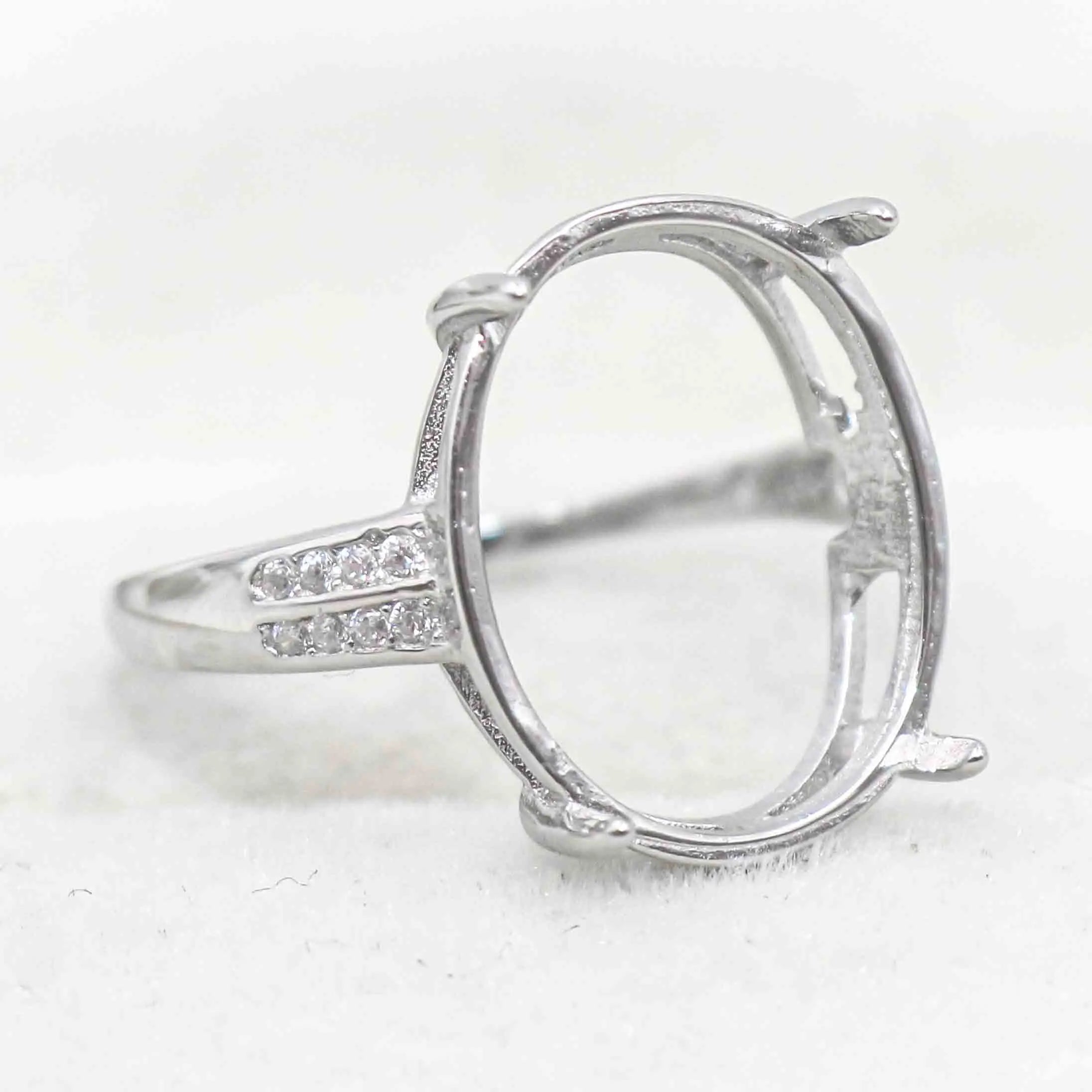 Sterling Silver 13*18mm Semi Mount Ring Empty Frame Blank Support Claws Setting S925 Base Holder Without Center Stone for Inlay