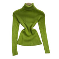 One Size  High Necked Base Shirt Women's Long Sleeved Pile Neck Elastic Knitted Sweater Underlay Sweater Short Top