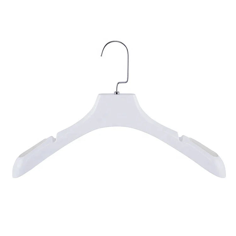Wholesale Coat Display Heavy Duty Cheap Custom White Plastic Suit Hanger with logo for Clothes