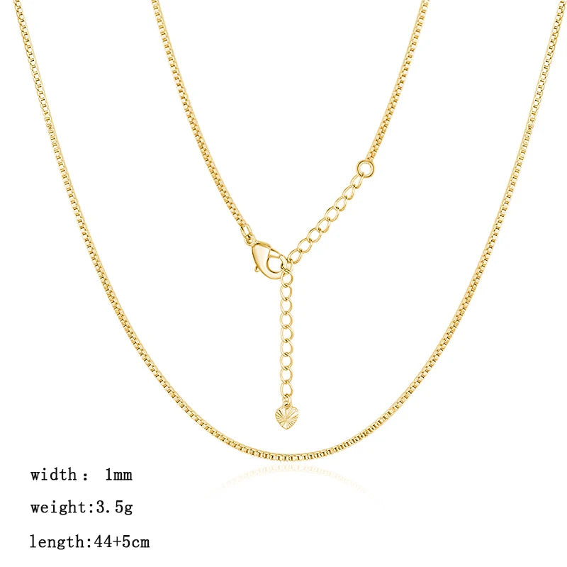 Wholesale Customized 18k Gold Plated 0.6-1.2mm Box Chain Adjustable Stainless Steel Necklace Fashion Woman Necklace Jewelry