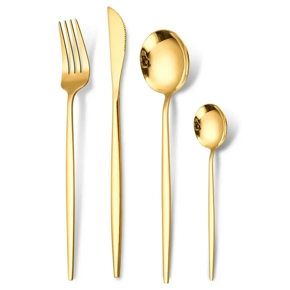 Wholesales Customize Logo Royal Gold Spoon Flatware Set Party Wedding Luxury Gold Flatware Set