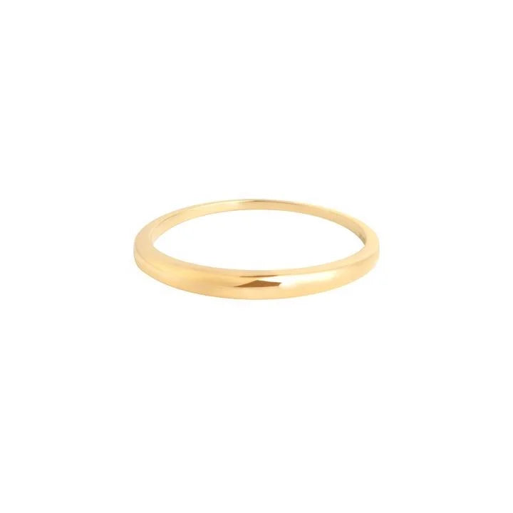 New 18K Gold Plated Thin Solid 925 Sterling Silver Round Top Stackable Fashion Jewelry Ring Party Gift